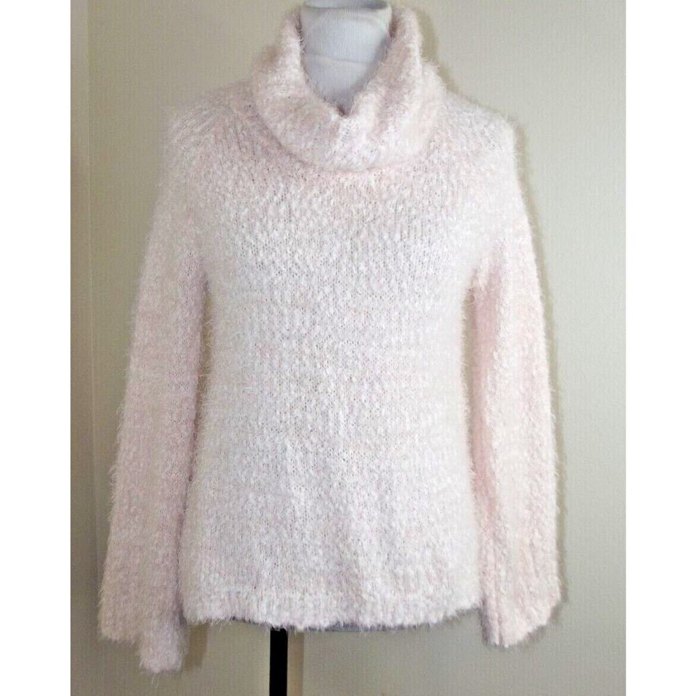 a.n.a. A New Approach Cozy Fuzzy PULLOVER SWEATER - Size MEDIUM - Pink Cowl Neck